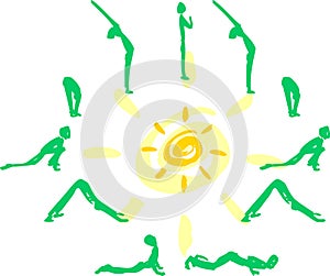 Yoga Sun Salutation vector