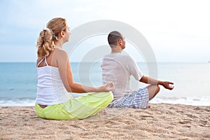 Yoga at sunrise time