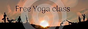 yoga sunset with text