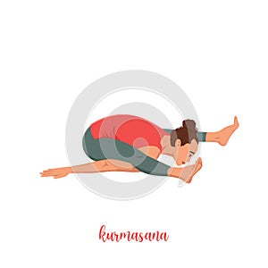 Yoga Tortoise Pose Cartoon Vector Illustration. kurmasana