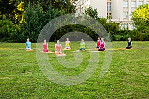 Yoga training in a city park