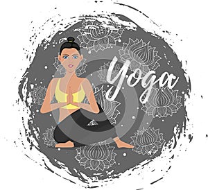 Yoga training vector illustration in flat style