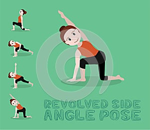 Yoga Tutorial Revolved Side Angle Pose Cartoon Vector Illustration