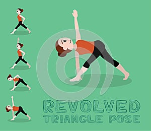 Yoga Tutorial Revolved Triangle Pose Cartoon Vector Illustration