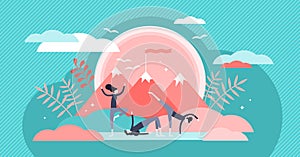 Yoga vector illustration. Flat tiny healthy harmony exercise person concept