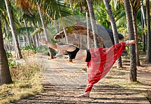 Yoga virabhadrasana III warrior pose