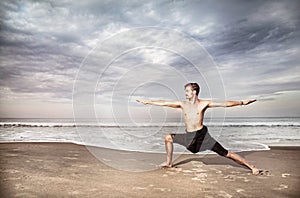 Yoga warrior pose in India