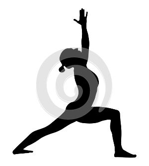 Yoga, warrior pose. Silhouette of a person doing yoga.
