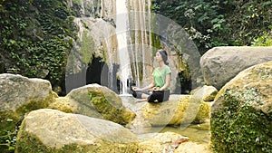 Yoga and Waterfall