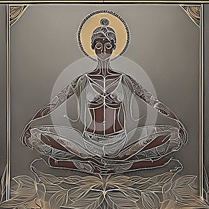 Yoga Woman Art Fine Lines Lotus Position AI Generation