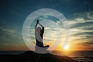 Yoga woman meditating in Lotus position.