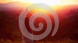 Yoga Woman Meditating At Sunset