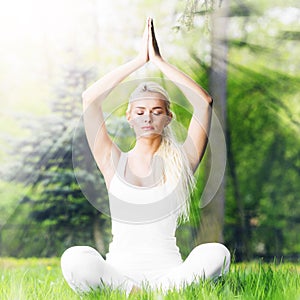 Yoga woman in park