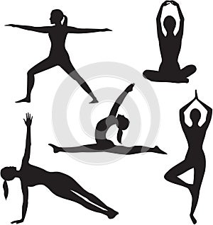 Yoga woman silhouette collection.