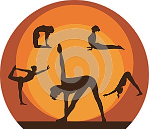 Yoga woman silhouette icons