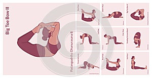 Yoga Workout Set. Young woman practicing Yoga poses. Woman workout fitness, aerobic and exercises