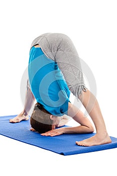 Yoga - young beautiful woman doing yoga asana excerise isolated