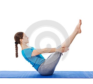 Yoga - young beautiful woman doing yoga asana excerise isolated