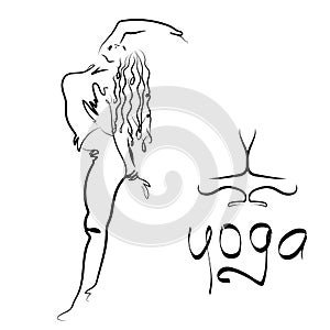 Yoga. Young flexible woman practicing yoga. You can use it as a logo for group sessions, for a yoga studio or class of meditation.