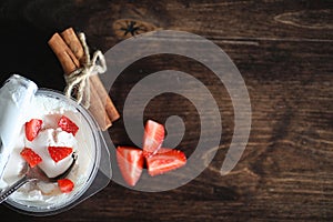 Yoghurt with fresh strawberries and cherries