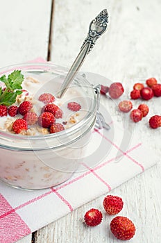 Yoghurt with wild strawberries