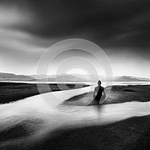 A yogi in the beach of Kolymbithres, Paros