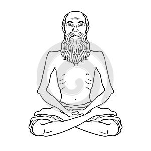 Yogi meditation coloring book vector illustration