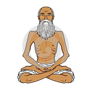 Yogi meditation pop art vector illustration