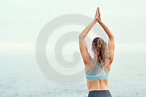 Yogi, stretching and yoga or meditation for pilates, wellness or zen and relax for exercise or workout. Young lady