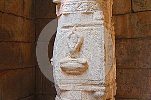 Yogi symbol on the column in the temple of India Hampi