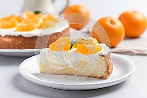 Yogurt cake tangerines slice. Generate Ai