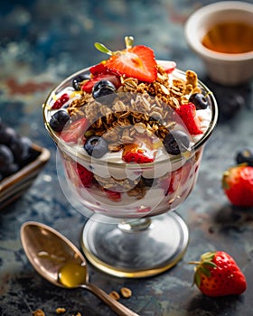 Yogurt with cereals and berries