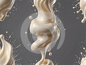 Yogurt creamy liquid or yogurt cream melts, splash. A splash of white milk or a flow of ice cream with a soft texture.