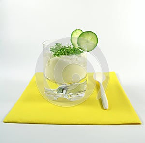 Yogurt with cucumber and watercress