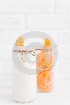 Yogurt with fresh orange slices