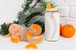 Yogurt with fresh orange slices and whole oranges