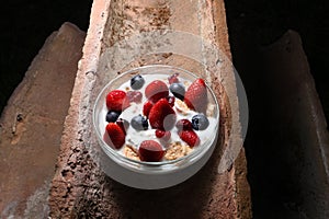 Yogurt with fruit - Healthy breakfast