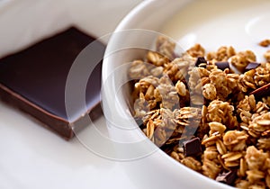 Yogurt granola dessert with chocolate