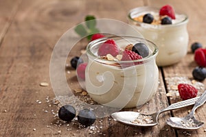 Yogurt with granola or muesli and fresh berries