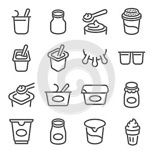 Yogurt icon illustration vector set. Contains such icons as Dairy, flavor, intestinal, probiotic, probiotics, yogurt,  and more. E