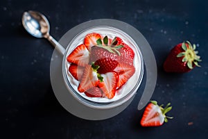 Yogurt indulgence strawberry parfait captured in mouthwatering detail