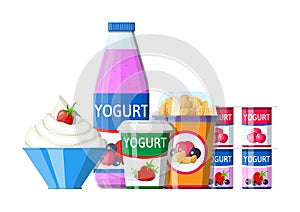 Yogurt or milky dessert set.