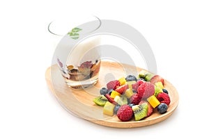 yogurt with mixed fruit (strawberry, blueberries, raspberry, kiwi, mango)
