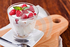 Yogurt with muesli and berries