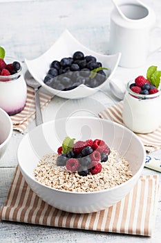 Yogurt with muesli and berries