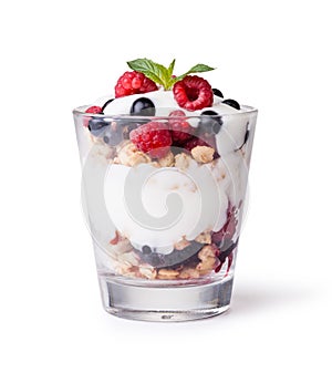 Yogurt with muesli and berries