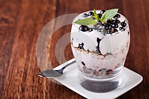 Yogurt with muesli and berries