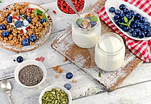 Yogurt, muesli and berries