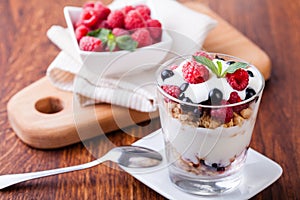 Yogurt with muesli and berries