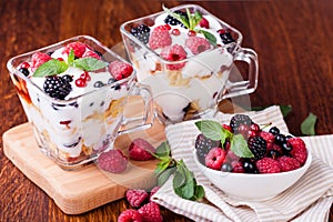 Yogurt with muesli and berries